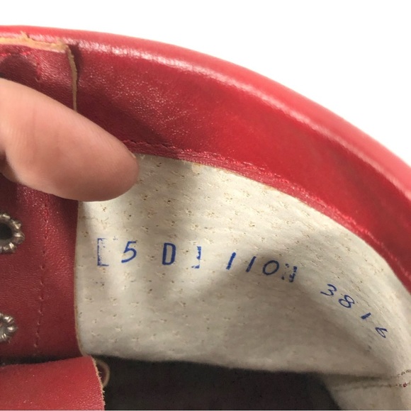 Cowtown Red Leather Made In Mexico granny Boots Size 5D Women's fringe lace up - Picture 7 of 7